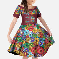 Home Sweet Home Minnesota Flower Christmas Kid Short Sleeve Dress Xmas Holiday Patterns - Wonder Print Shop
