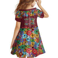 Home Sweet Home Minnesota Flower Christmas Kid Short Sleeve Dress Xmas Holiday Patterns - Wonder Print Shop