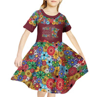 Home Sweet Home Minnesota Flower Christmas Kid Short Sleeve Dress Xmas Holiday Patterns - Wonder Print Shop