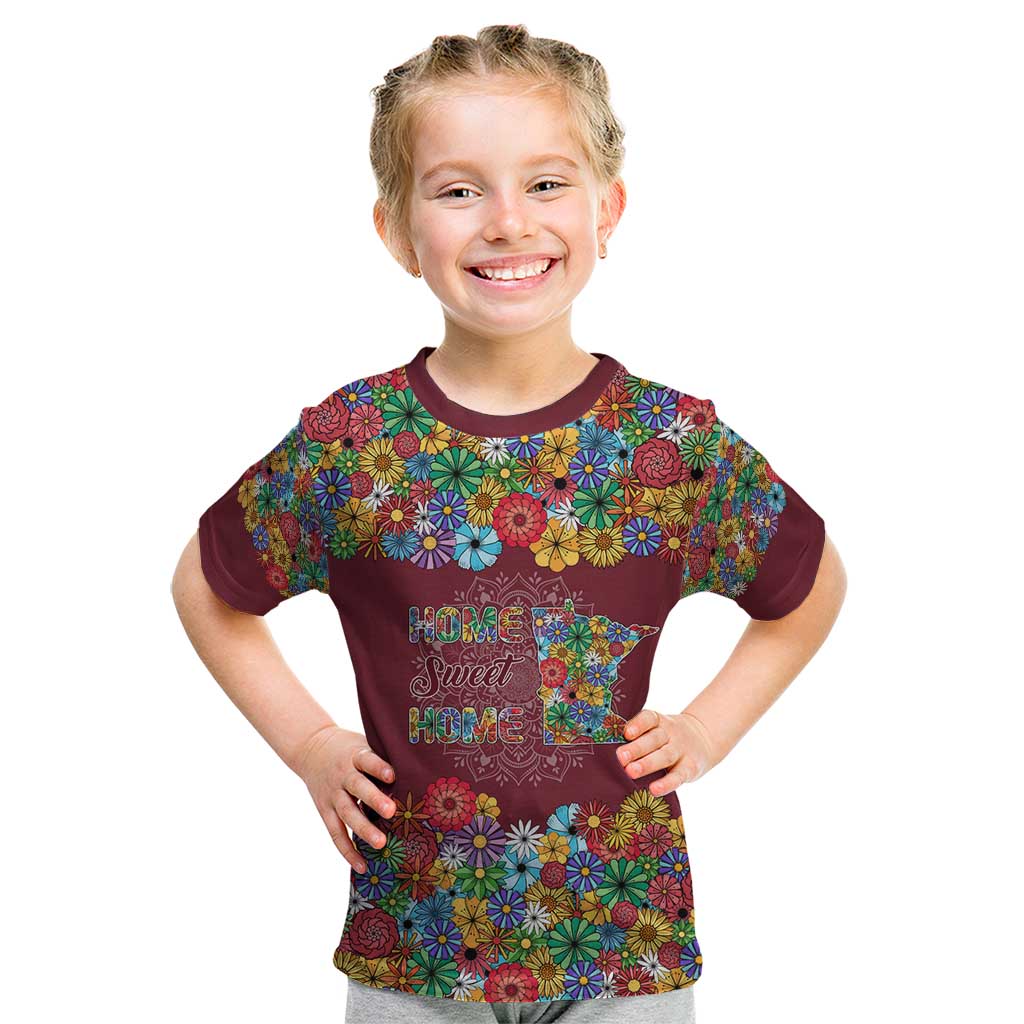 Home Sweet Home Minnesota Flower Christmas Kid T Shirt Xmas Holiday Patterns - Wonder Print Shop
