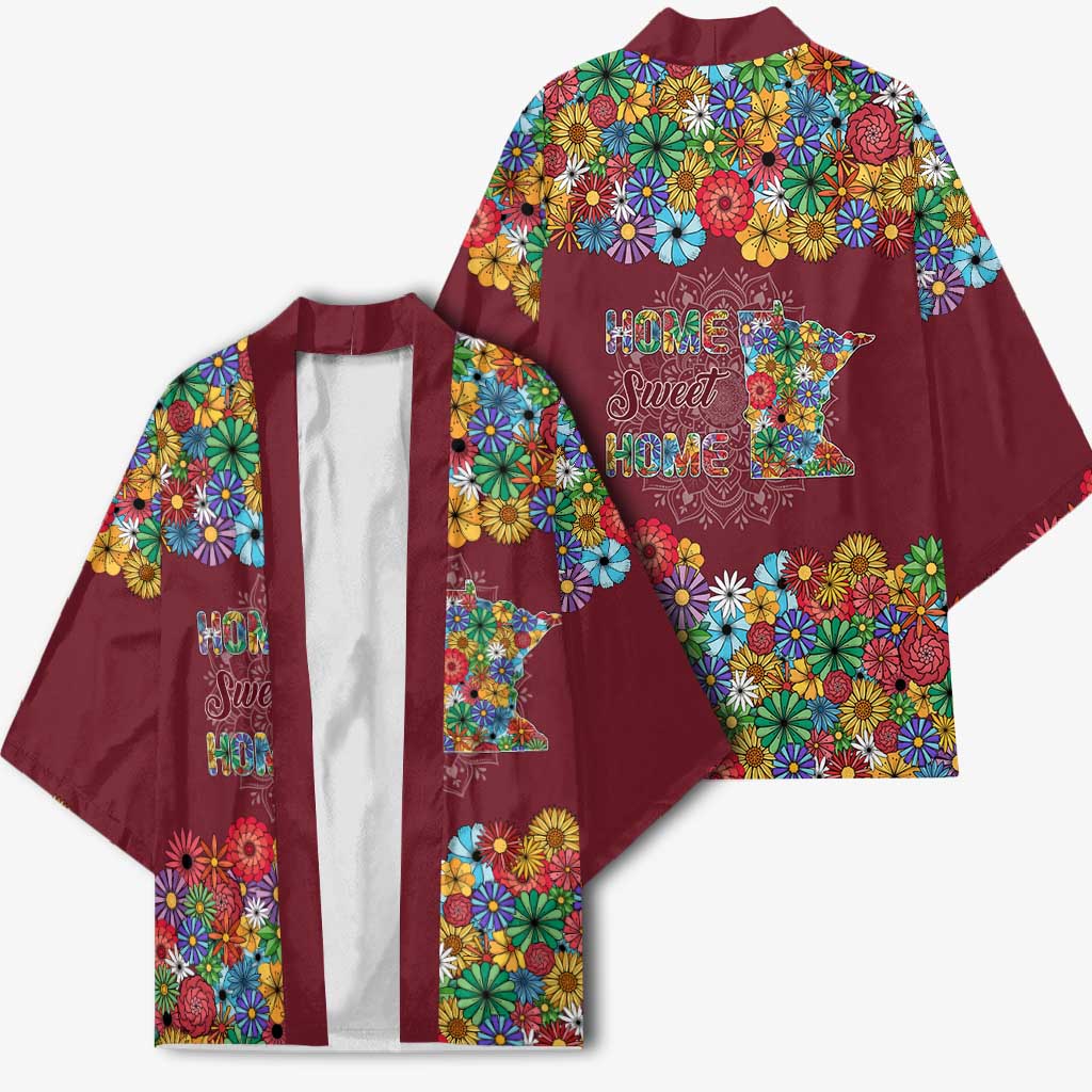 Home Sweet Home Minnesota Flower Christmas Kimono Xmas Holiday Patterns - Wonder Print Shop