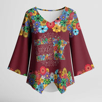 Home Sweet Home Minnesota Flower Christmas Kimono Sleeve Blouse Xmas Holiday Patterns - Wonder Print Shop