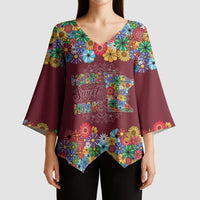 Home Sweet Home Minnesota Flower Christmas Kimono Sleeve Blouse Xmas Holiday Patterns - Wonder Print Shop