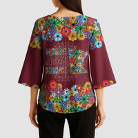 Home Sweet Home Minnesota Flower Christmas Kimono Sleeve Blouse Xmas Holiday Patterns - Wonder Print Shop