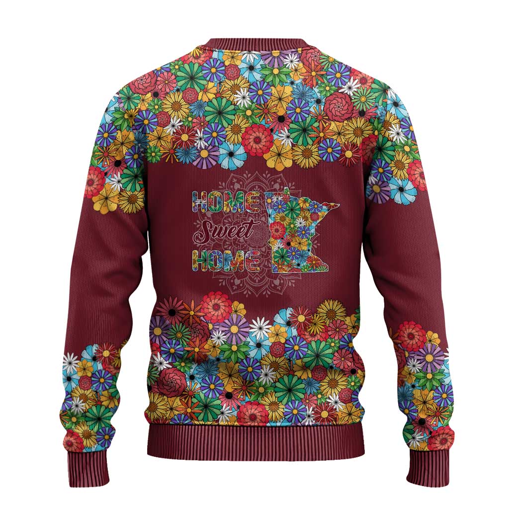 Home Sweet Home Minnesota Flower Christmas Ugly Christmas Sweater Xmas Holiday Patterns - Wonder Print Shop