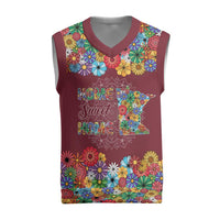 Home Sweet Home Minnesota Flower Christmas Knitted V-Neck Vest Xmas Holiday Patterns - Wonder Print Shop