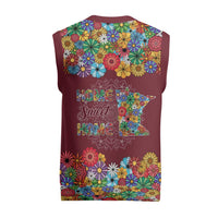 Home Sweet Home Minnesota Flower Christmas Knitted V-Neck Vest Xmas Holiday Patterns - Wonder Print Shop