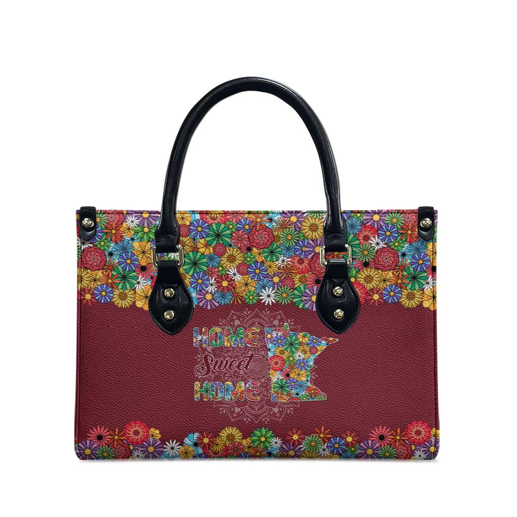 Home Sweet Home Minnesota Flower Christmas Leather Bag Xmas Holiday Patterns - Wonder Print Shop