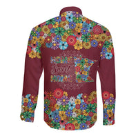 Home Sweet Home Minnesota Flower Christmas Long Sleeve Button Shirt Xmas Holiday Patterns - Wonder Print Shop