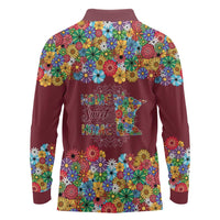 Home Sweet Home Minnesota Flower Christmas Long Sleeve Polo Shirt Xmas Holiday Patterns - Wonder Print Shop
