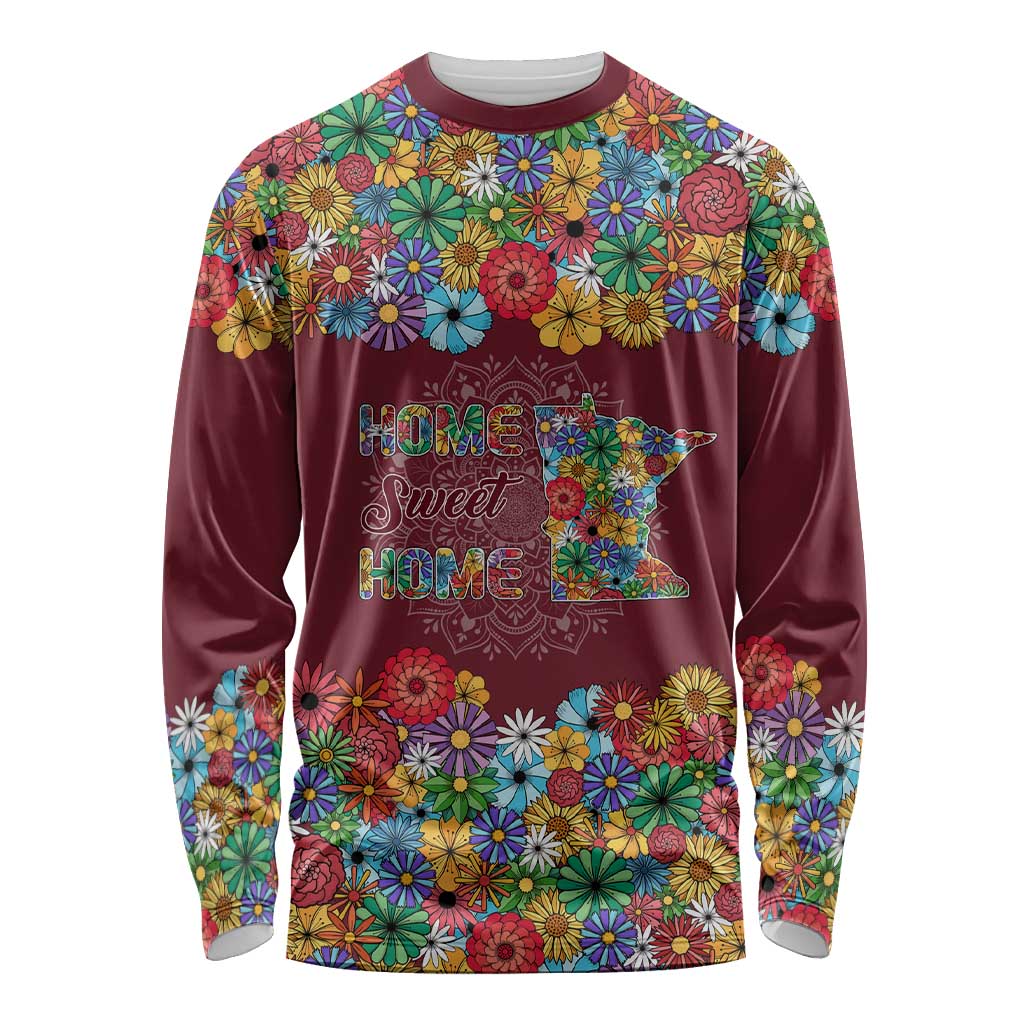 Home Sweet Home Minnesota Flower Christmas Long Sleeve Shirt Xmas Holiday Patterns - Wonder Print Shop