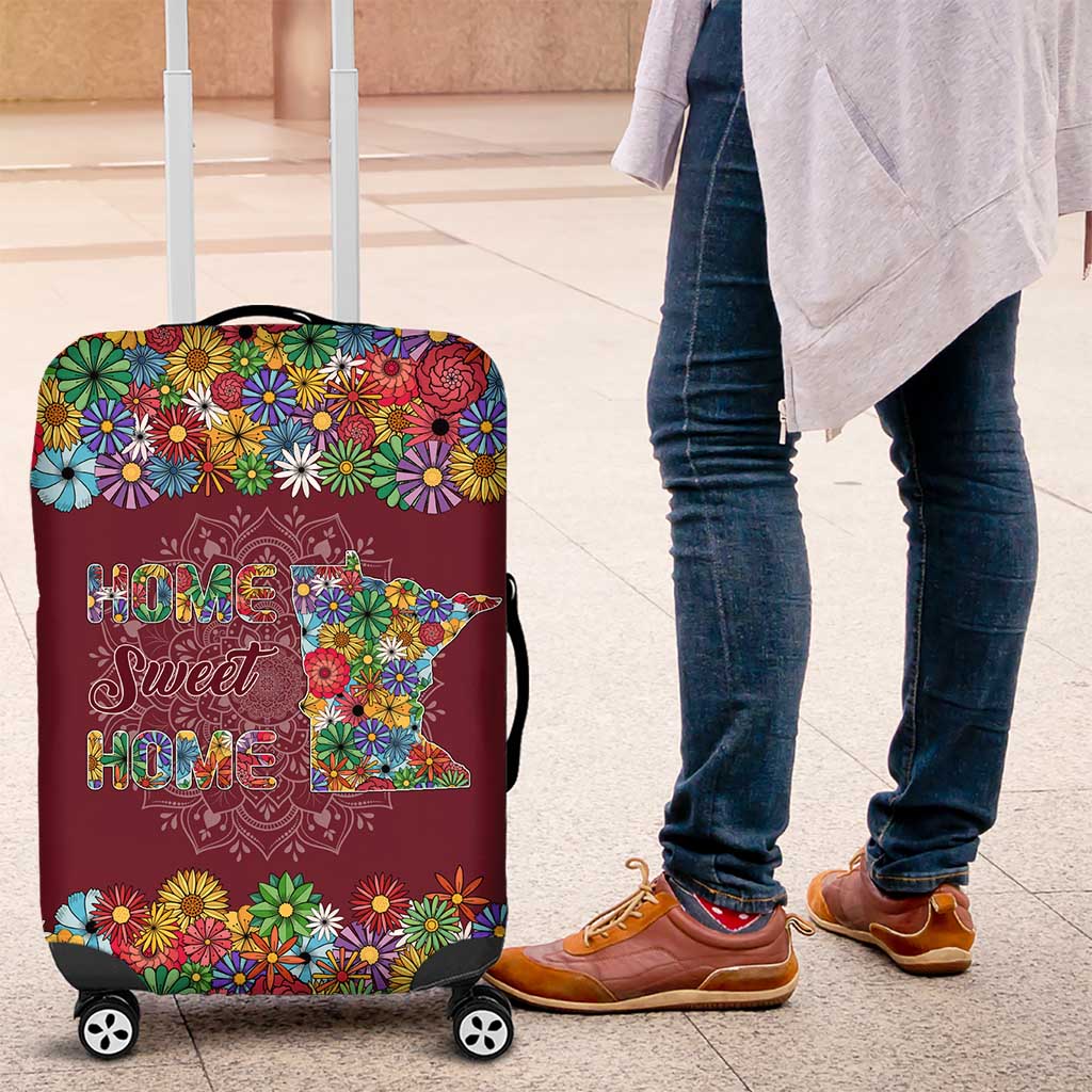 Home Sweet Home Minnesota Flower Christmas Luggage Cover Xmas Holiday Patterns - Wonder Print Shop