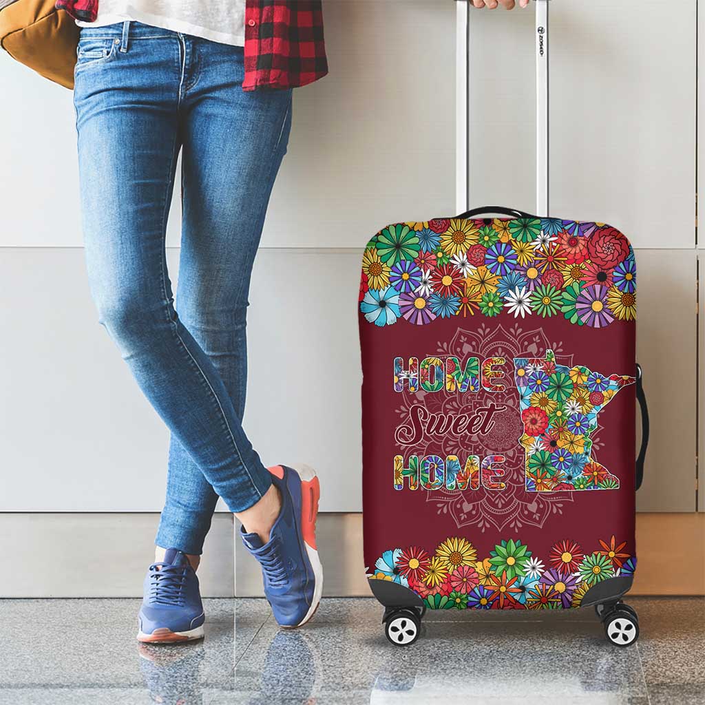 Home Sweet Home Minnesota Flower Christmas Luggage Cover Xmas Holiday Patterns - Wonder Print Shop