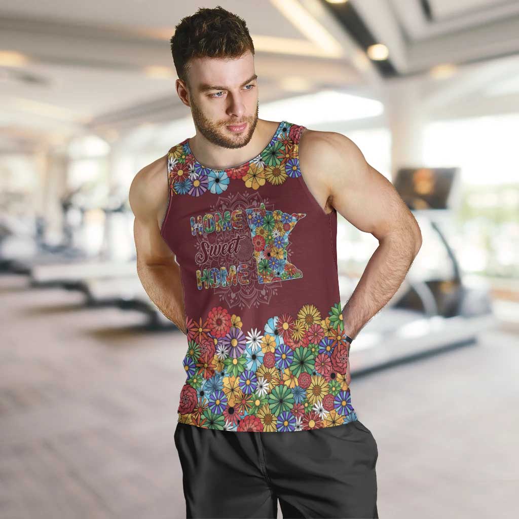 Home Sweet Home Minnesota Flower Christmas Men Tank Top Xmas Holiday Patterns - Wonder Print Shop
