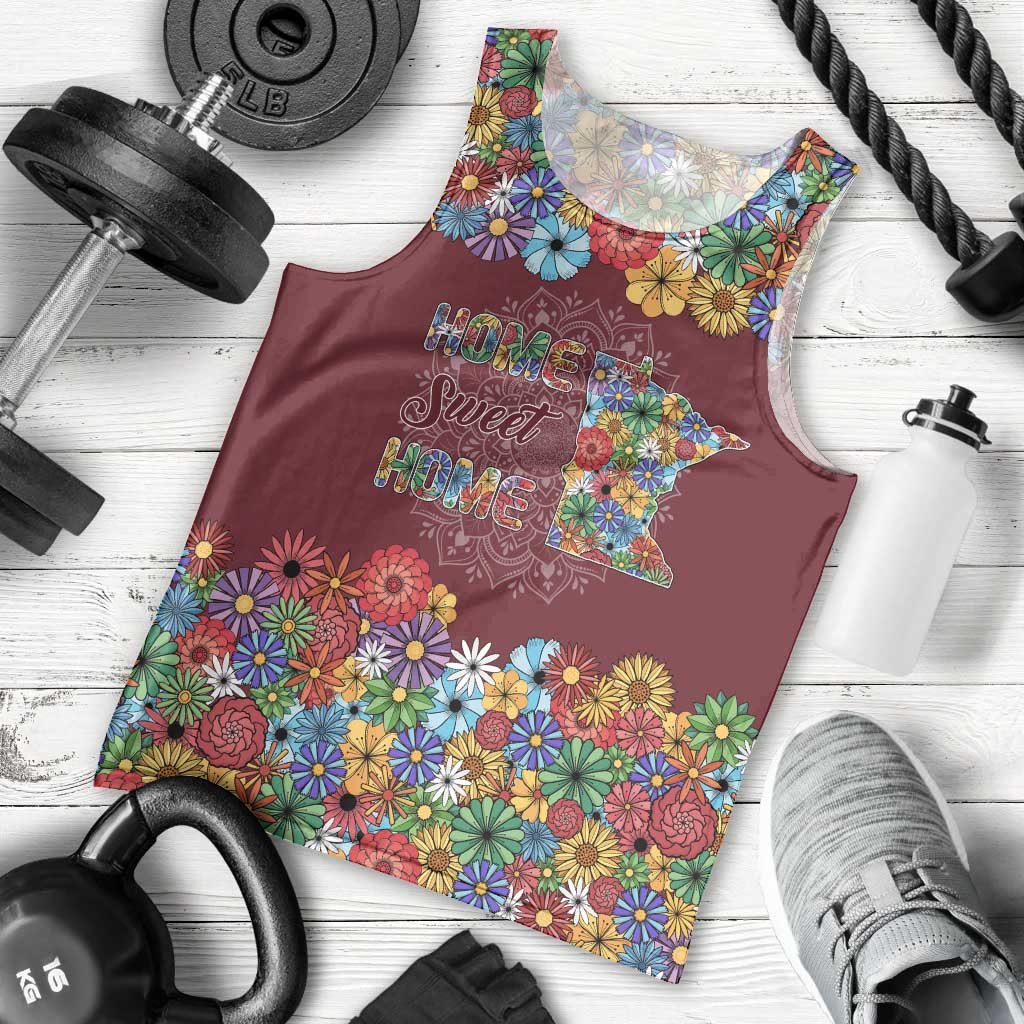 Home Sweet Home Minnesota Flower Christmas Men Tank Top Xmas Holiday Patterns - Wonder Print Shop