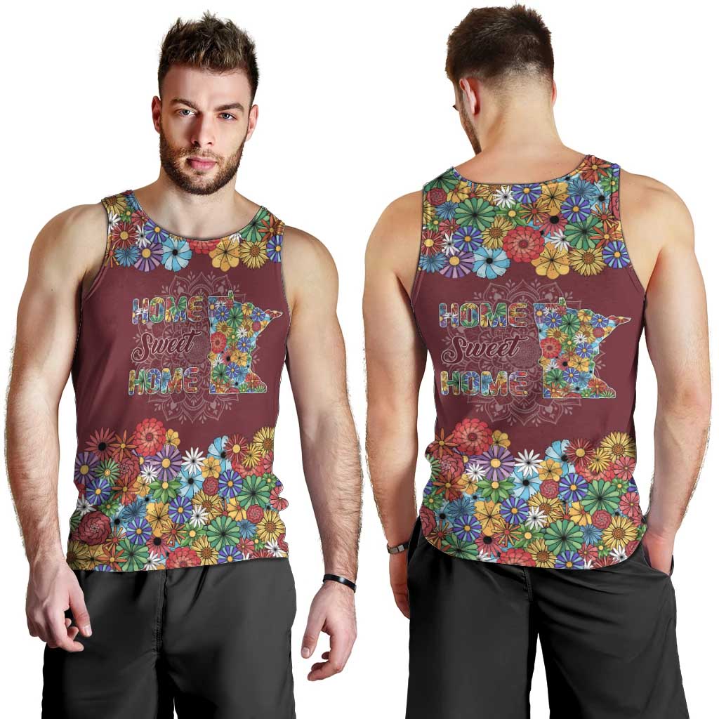 Home Sweet Home Minnesota Flower Christmas Men Tank Top Xmas Holiday Patterns - Wonder Print Shop