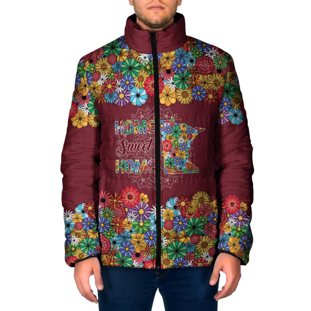 Home Sweet Home Minnesota Flower Christmas Padded Jacket Xmas Holiday Patterns - Wonder Print Shop