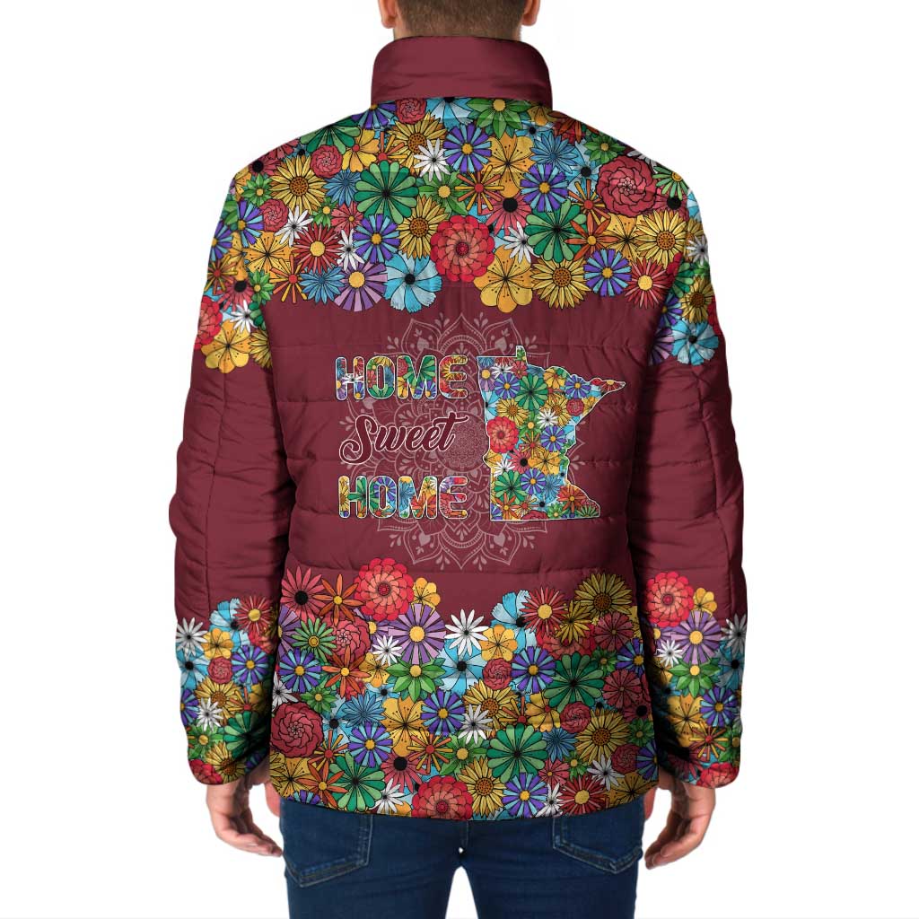 Home Sweet Home Minnesota Flower Christmas Padded Jacket Xmas Holiday Patterns - Wonder Print Shop