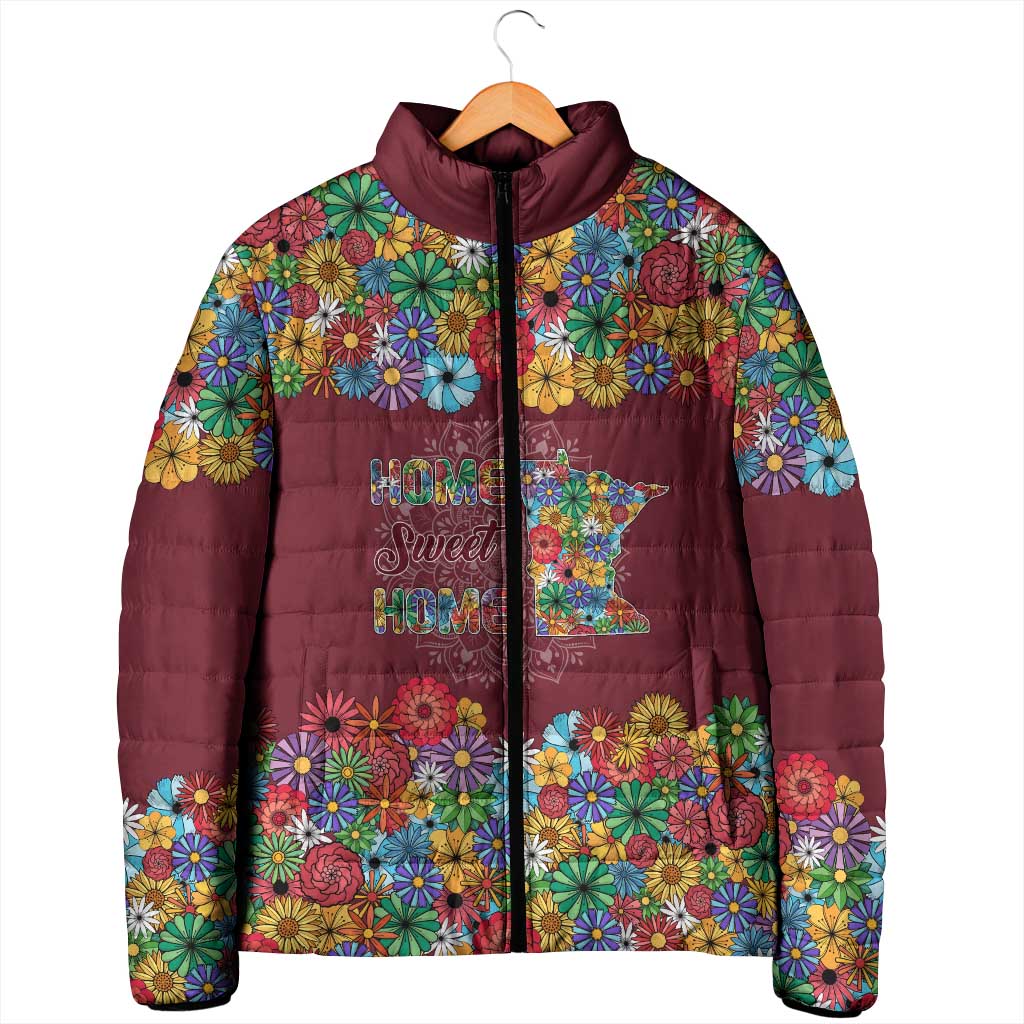 Home Sweet Home Minnesota Flower Christmas Padded Jacket Xmas Holiday Patterns - Wonder Print Shop