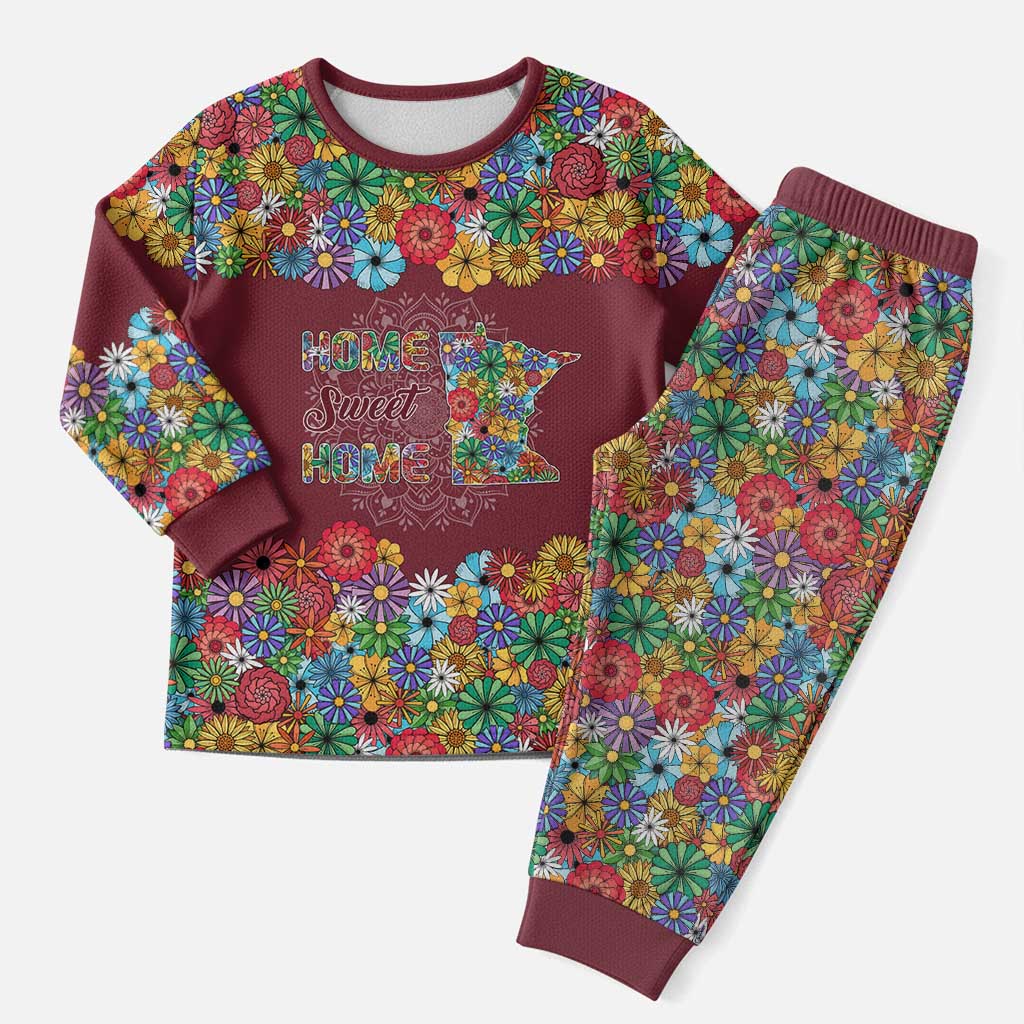 Home Sweet Home Minnesota Flower Christmas Pajama Set Xmas Holiday Patterns - Wonder Print Shop