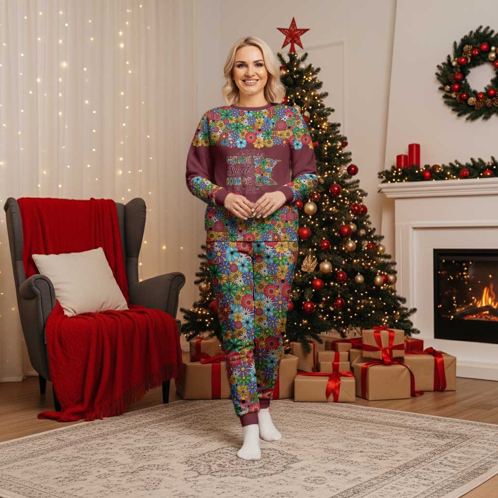 Home Sweet Home Minnesota Flower Christmas Pajama Set Xmas Holiday Patterns - Wonder Print Shop