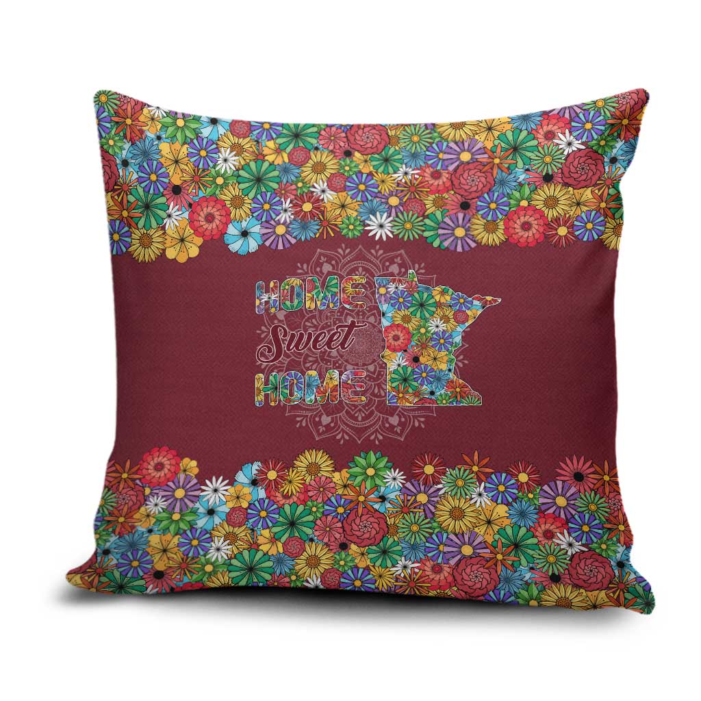 Home Sweet Home Minnesota Flower Christmas Pillow Cover Xmas Holiday Patterns - Wonder Print Shop