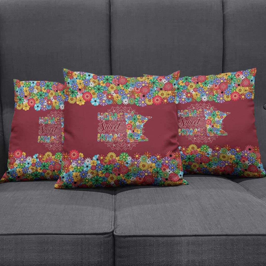 Home Sweet Home Minnesota Flower Christmas Pillow Cover Xmas Holiday Patterns - Wonder Print Shop