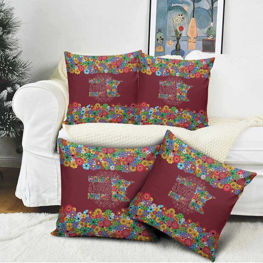 Home Sweet Home Minnesota Flower Christmas Pillow Cover Xmas Holiday Patterns - Wonder Print Shop