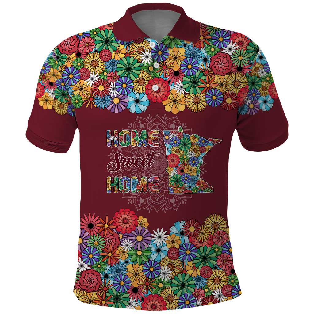 Home Sweet Home Minnesota Flower Christmas Polo Shirt Xmas Holiday Patterns - Wonder Print Shop