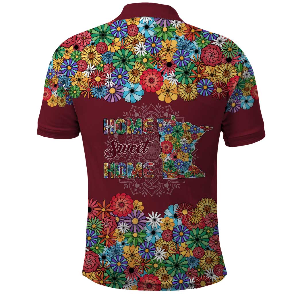 Home Sweet Home Minnesota Flower Christmas Polo Shirt Xmas Holiday Patterns - Wonder Print Shop