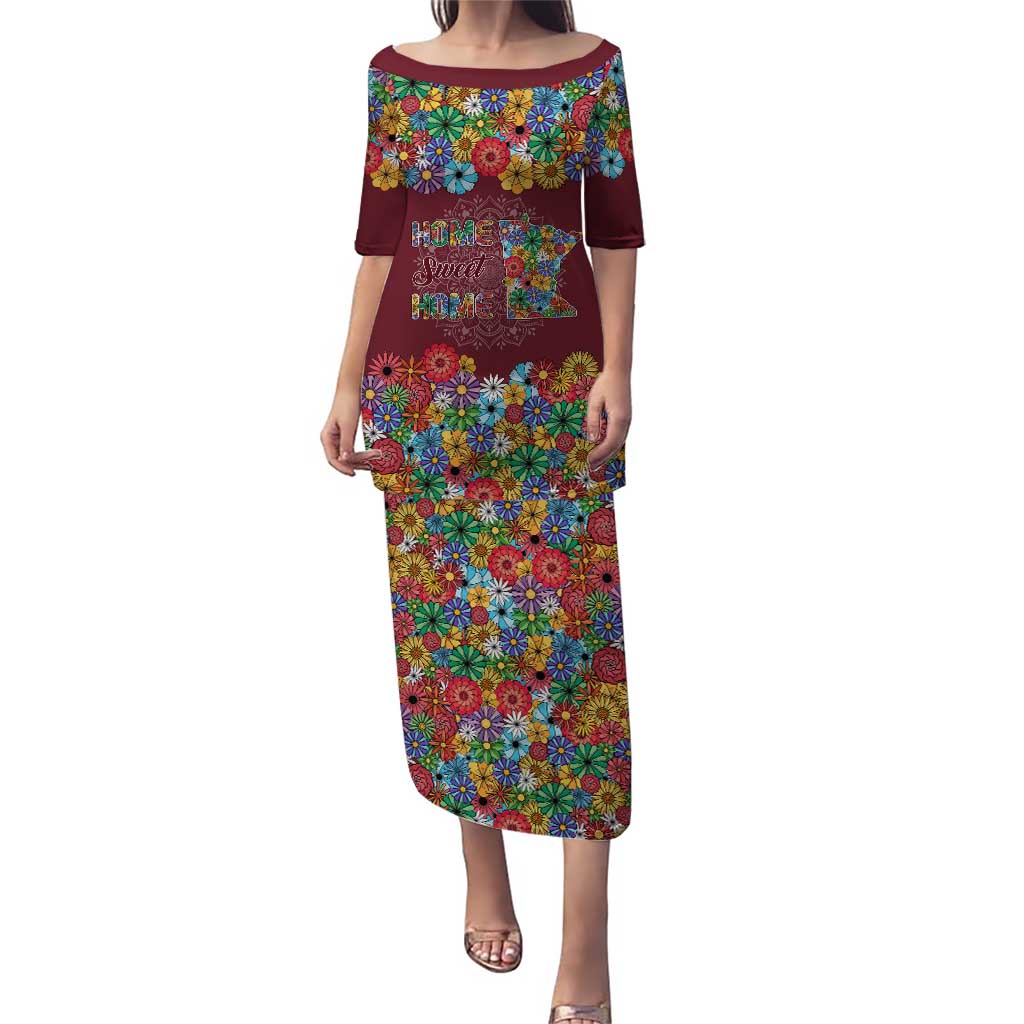 Home Sweet Home Minnesota Flower Christmas Puletasi Xmas Holiday Patterns - Wonder Print Shop