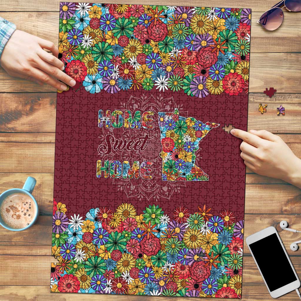 Home Sweet Home Minnesota Flower Christmas Puzzle Xmas Holiday Patterns - Wonder Print Shop