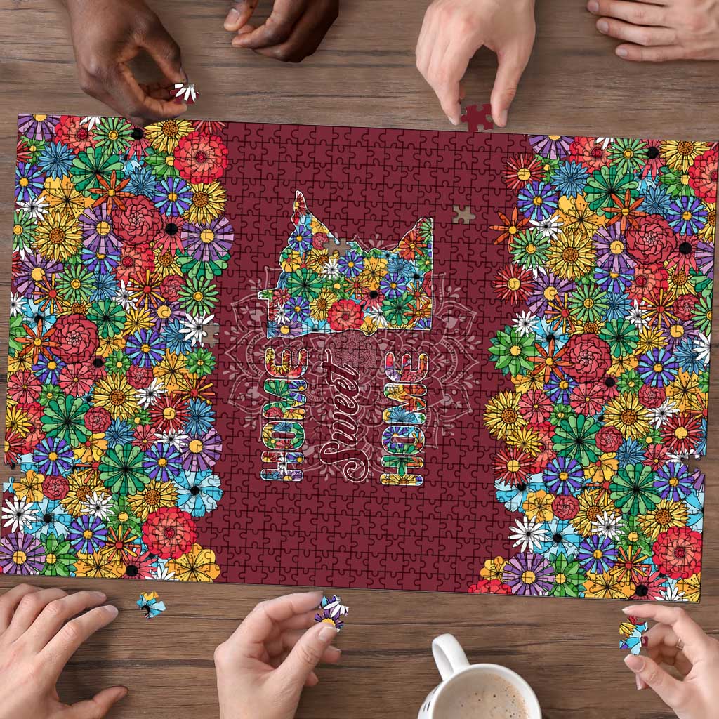 Home Sweet Home Minnesota Flower Christmas Puzzle Xmas Holiday Patterns - Wonder Print Shop