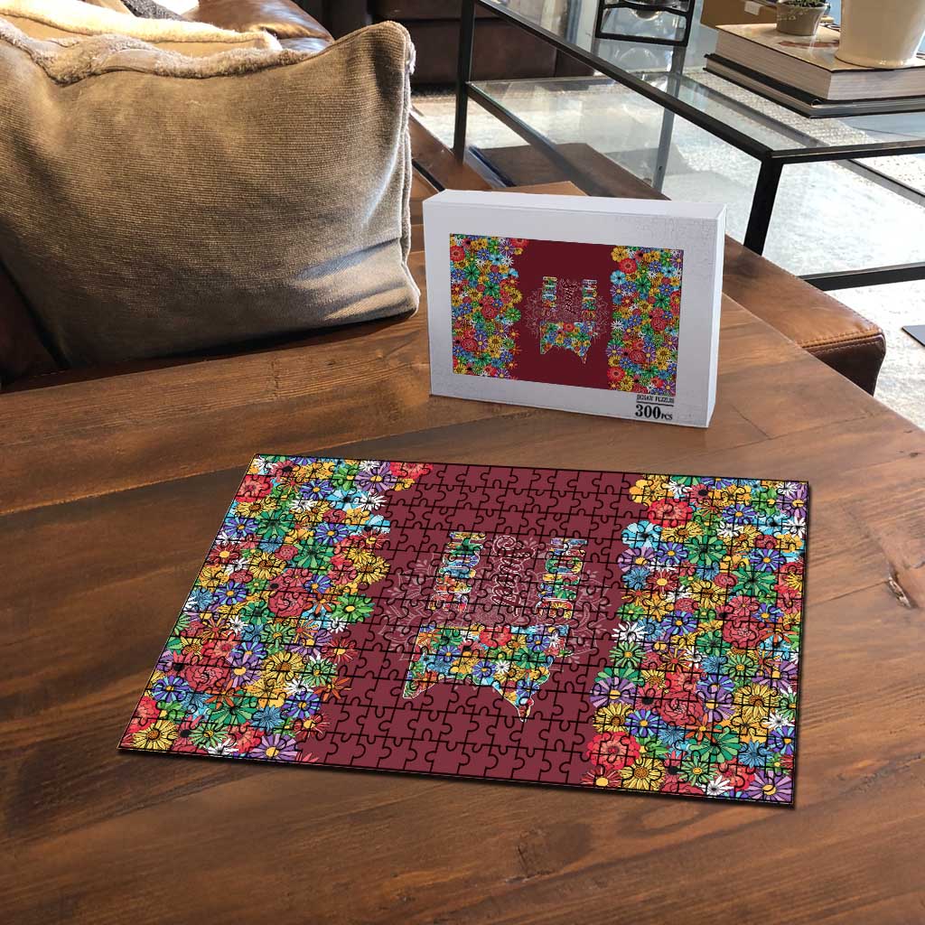 Home Sweet Home Minnesota Flower Christmas Puzzle Xmas Holiday Patterns - Wonder Print Shop