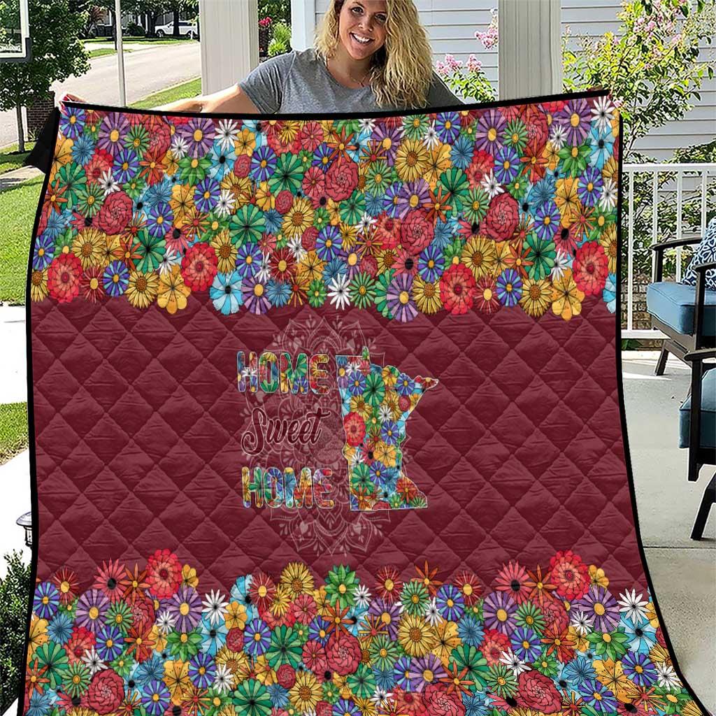 Home Sweet Home Minnesota Flower Christmas Quilt Xmas Holiday Patterns - Wonder Print Shop
