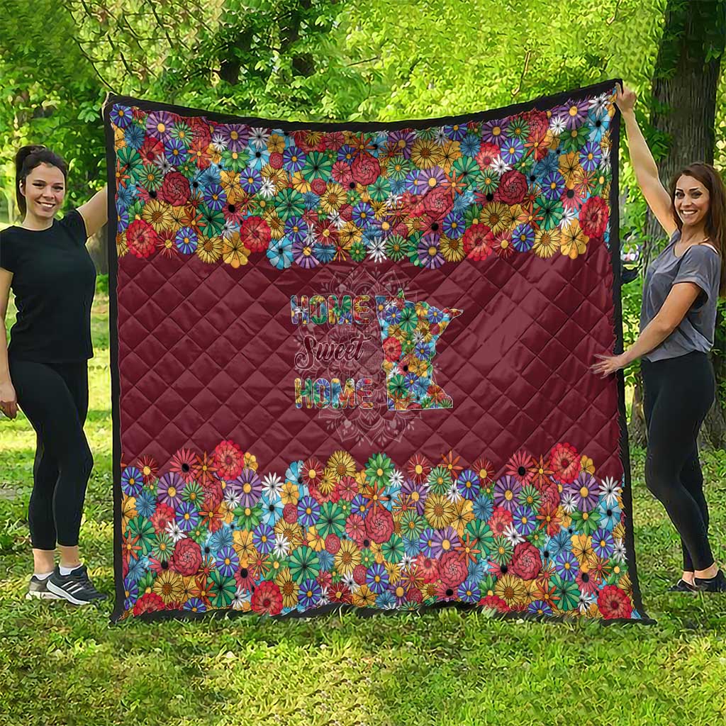 Home Sweet Home Minnesota Flower Christmas Quilt Xmas Holiday Patterns - Wonder Print Shop