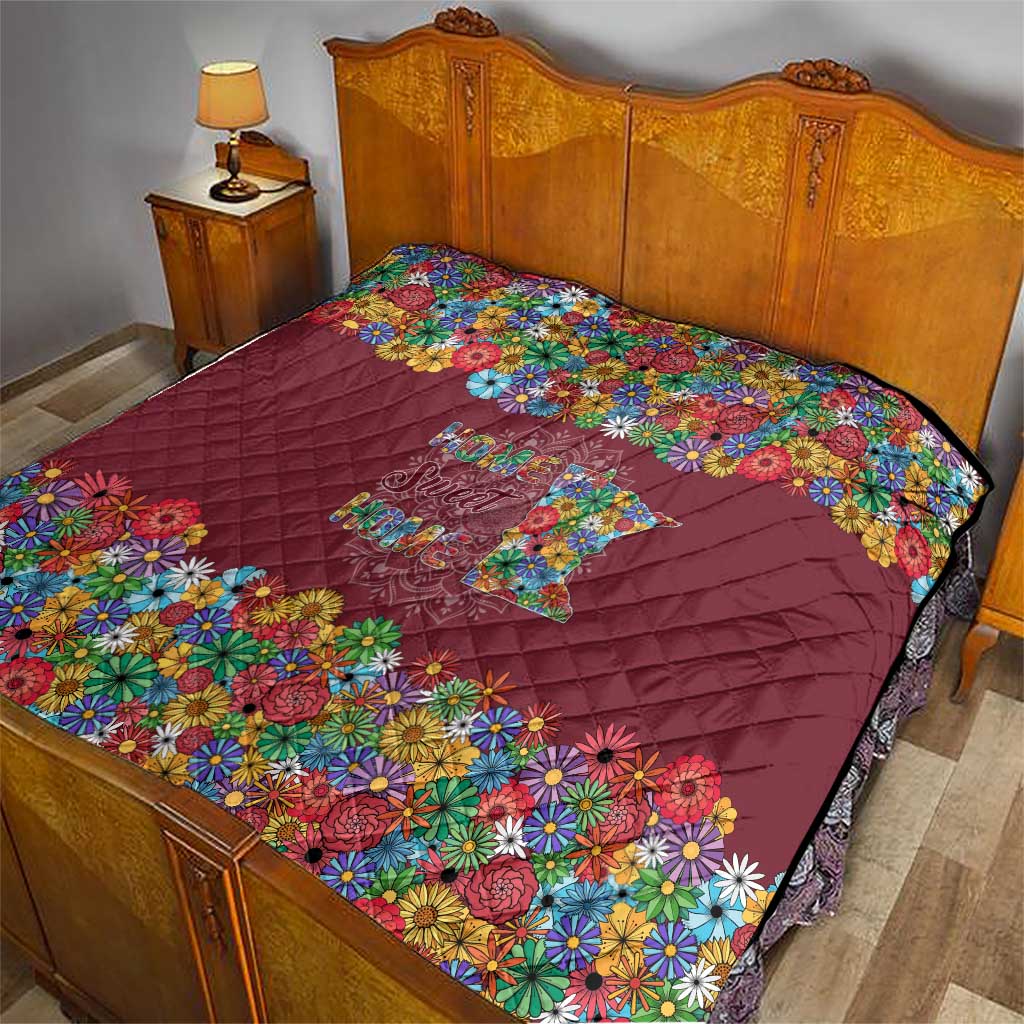 Home Sweet Home Minnesota Flower Christmas Quilt Xmas Holiday Patterns - Wonder Print Shop