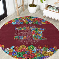 Home Sweet Home Minnesota Flower Christmas Round Carpet Xmas Holiday Patterns - Wonder Print Shop