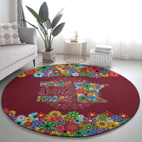 Home Sweet Home Minnesota Flower Christmas Round Carpet Xmas Holiday Patterns - Wonder Print Shop