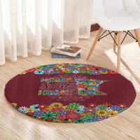 Home Sweet Home Minnesota Flower Christmas Round Carpet Xmas Holiday Patterns - Wonder Print Shop