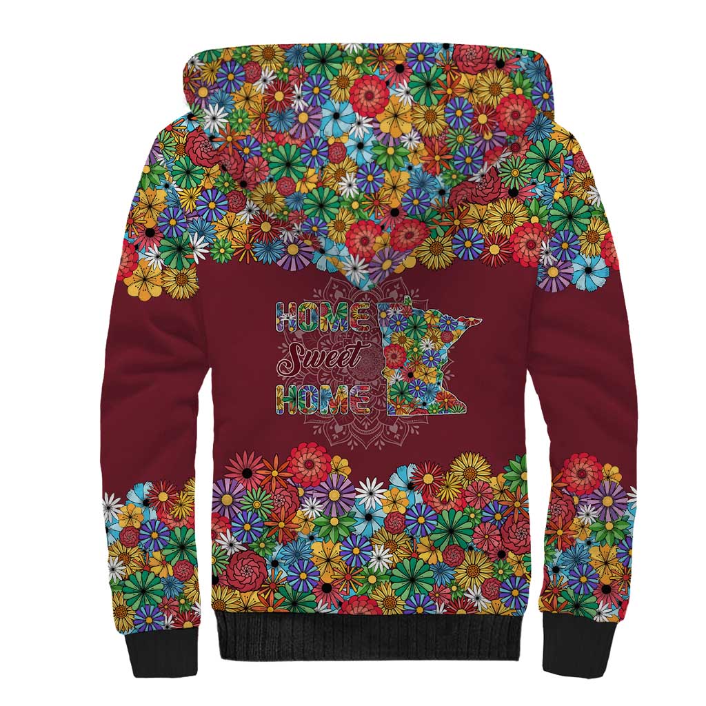 Home Sweet Home Minnesota Flower Christmas Sherpa Hoodie Xmas Holiday Patterns - Wonder Print Shop