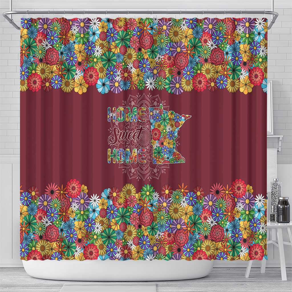 Home Sweet Home Minnesota Flower Christmas Shower Curtain Xmas Holiday Patterns - Wonder Print Shop