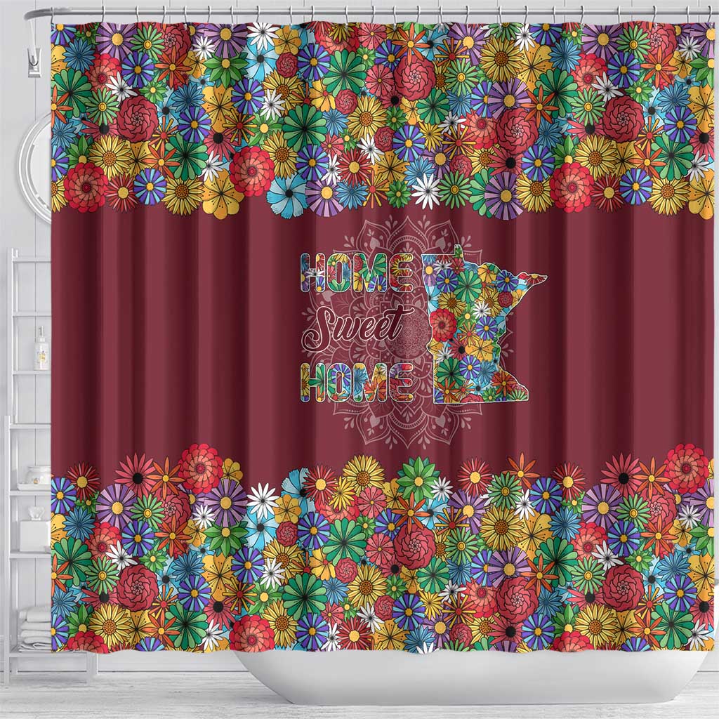 Home Sweet Home Minnesota Flower Christmas Shower Curtain Xmas Holiday Patterns - Wonder Print Shop