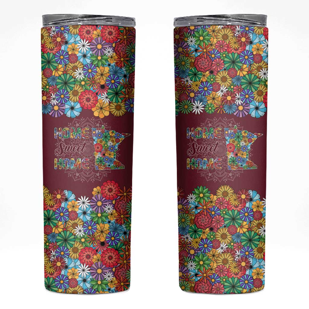 Home Sweet Home Minnesota Flower Christmas Skinny Tumbler Xmas Holiday Patterns - Wonder Print Shop