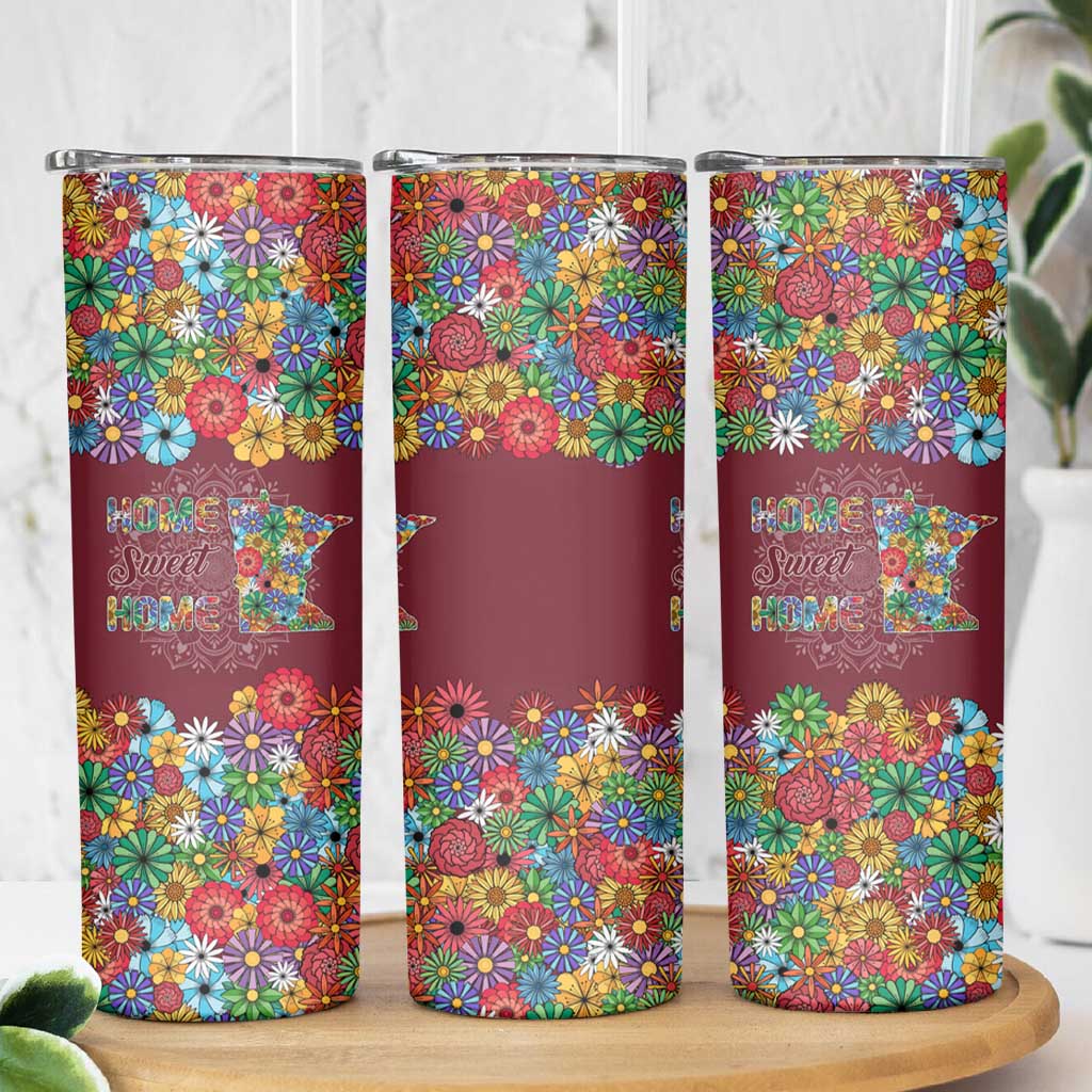 Home Sweet Home Minnesota Flower Christmas Skinny Tumbler Xmas Holiday Patterns - Wonder Print Shop