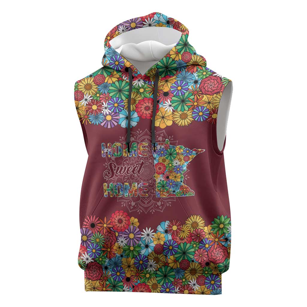 Home Sweet Home Minnesota Flower Christmas Sleeveless Hoodie Xmas Holiday Patterns - Wonder Print Shop