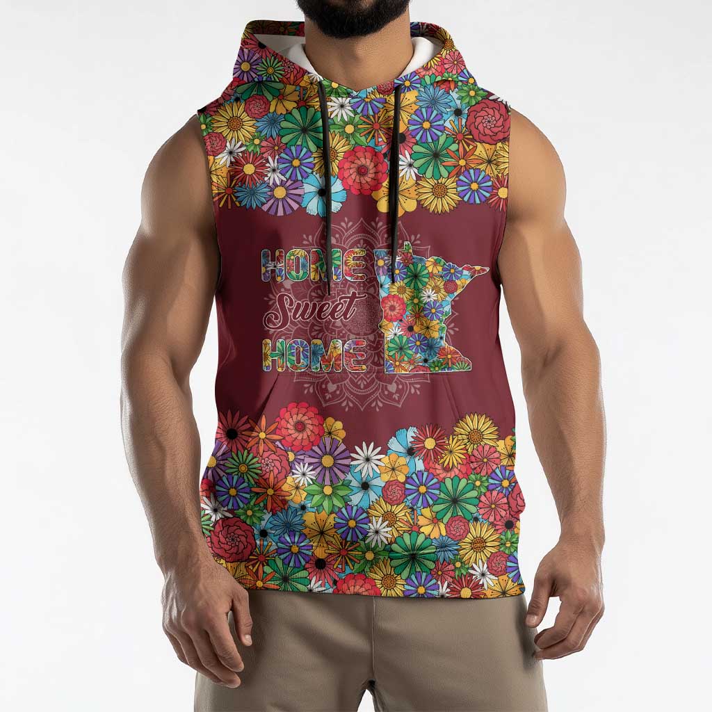 Home Sweet Home Minnesota Flower Christmas Sleeveless Hoodie Xmas Holiday Patterns - Wonder Print Shop