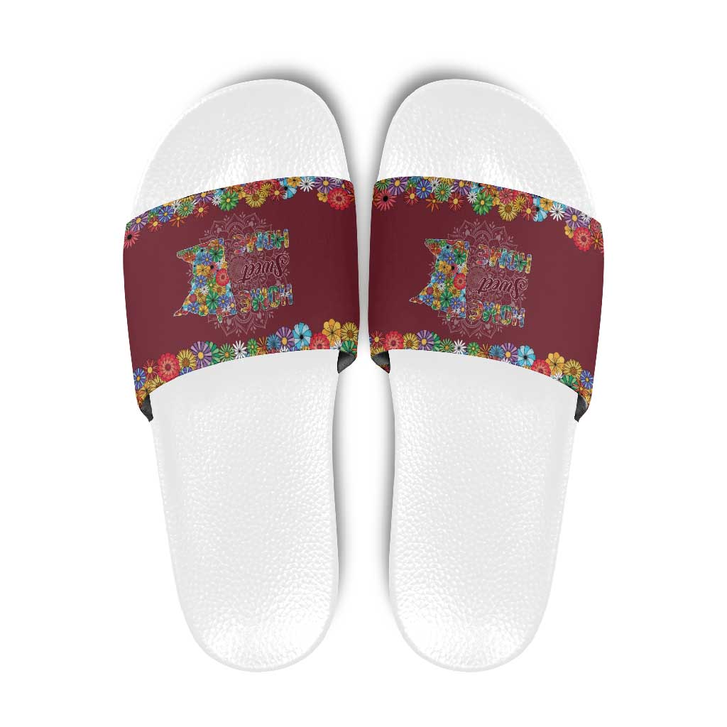 Home Sweet Home Minnesota Flower Christmas Slide Sandals Xmas Holiday Patterns - Wonder Print Shop