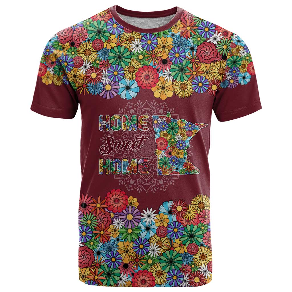 Home Sweet Home Minnesota Flower Christmas T Shirt Xmas Holiday Patterns - Wonder Print Shop