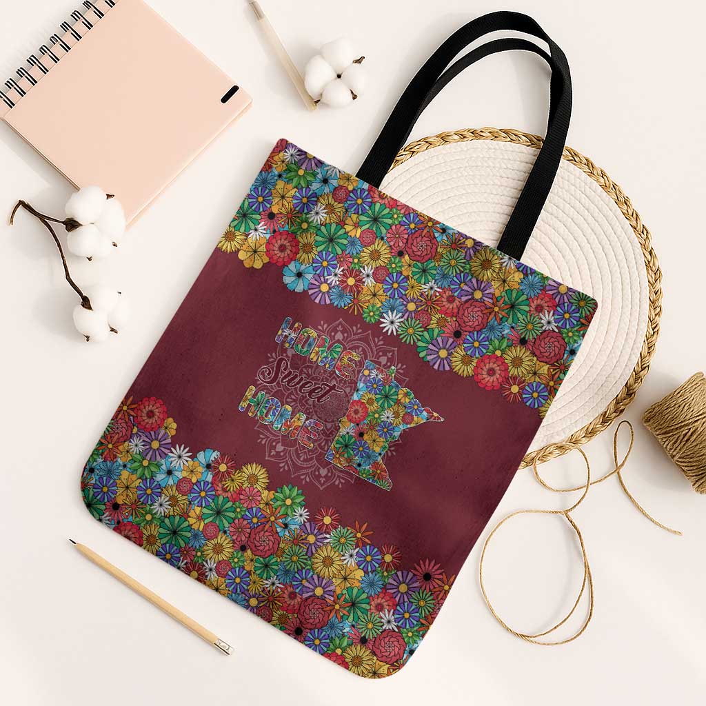 Home Sweet Home Minnesota Flower Christmas Tote Bag Xmas Holiday Patterns - Wonder Print Shop